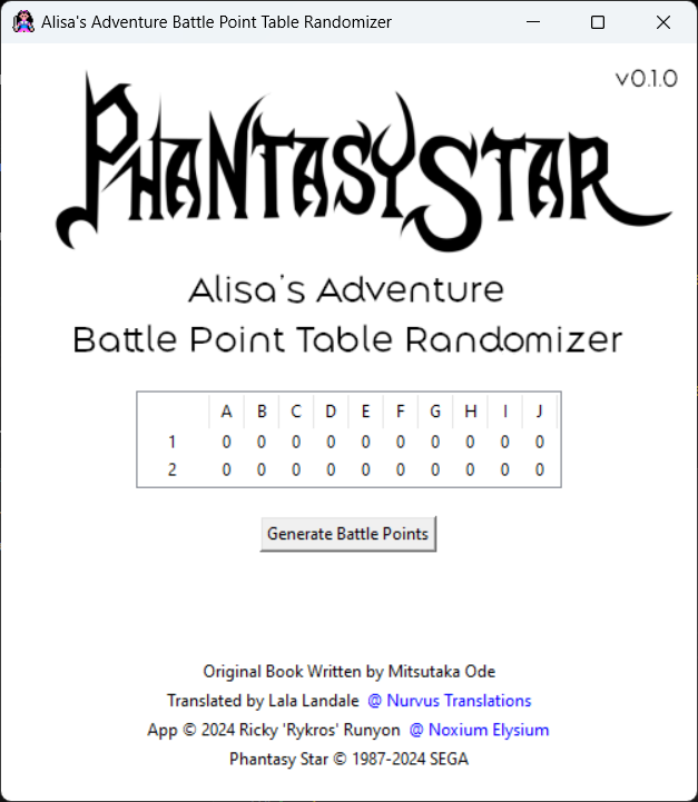 Alisa's Adventure Battle Point Table Randomizer